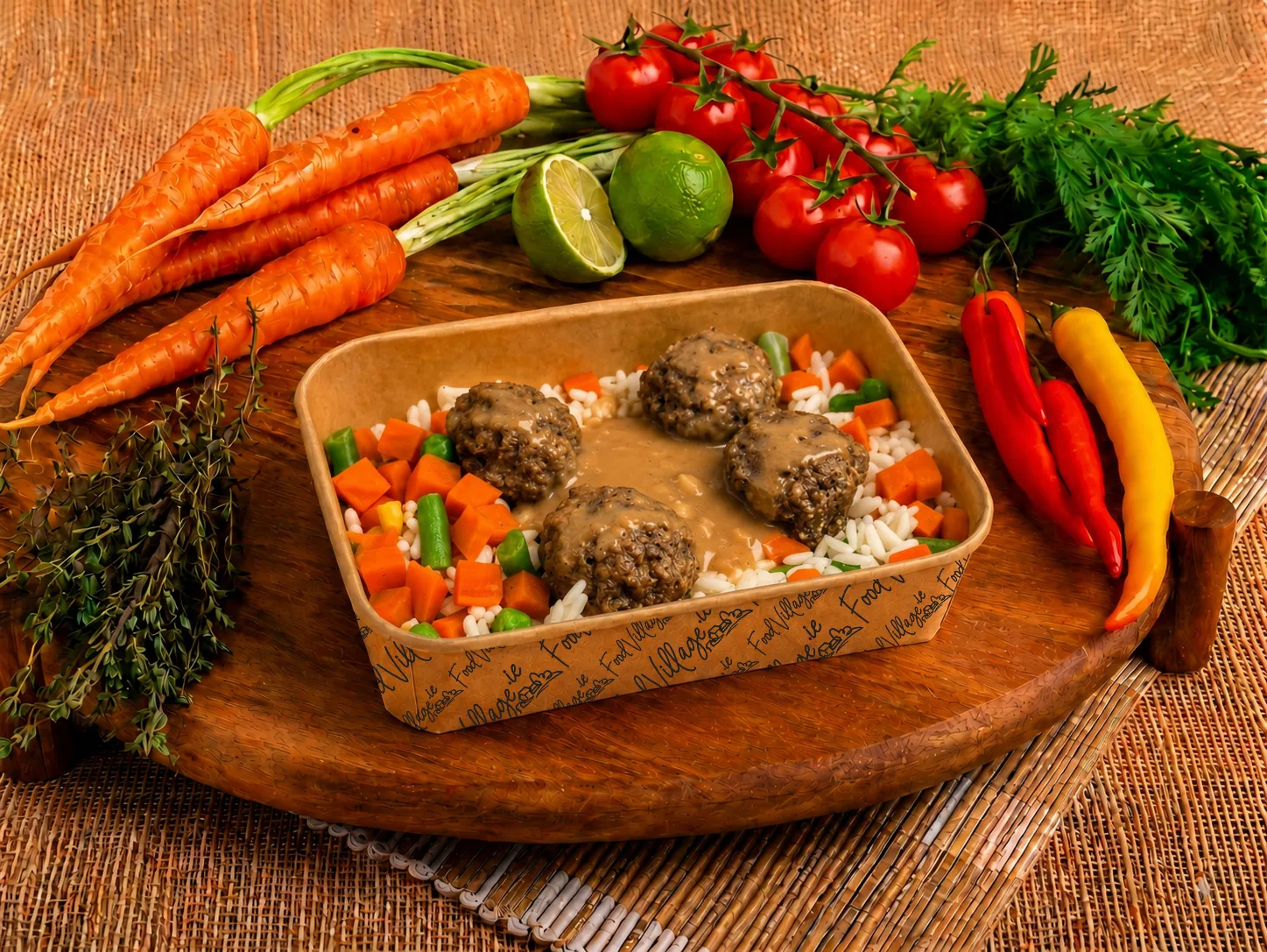 Meatballs in pepper sauce & rice