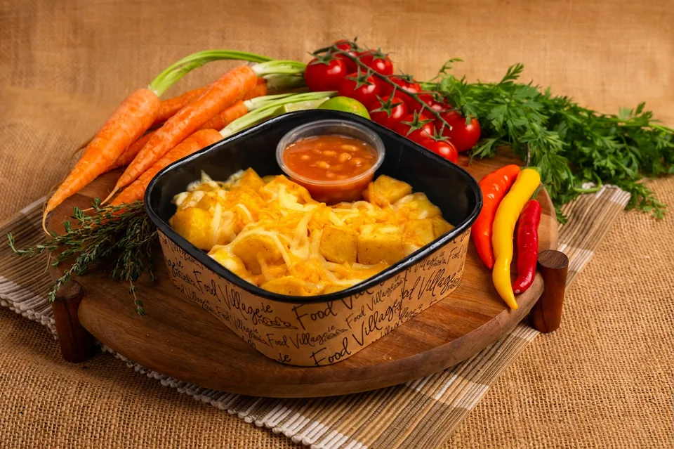 Loaded Cubes ,Cheese & Beans Pot