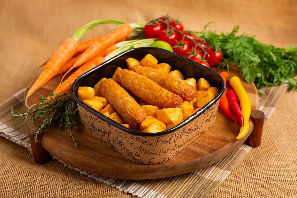 Sausages & Baked Potato Cubes